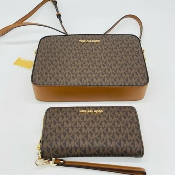 Michael Kors EW Crossbody Bag & Phone Case Wallet Brown - Picture 11 of 12